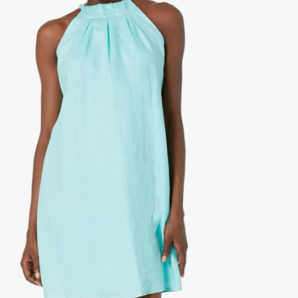 28 Palms Women's 100% Linen Halter Shift Dress